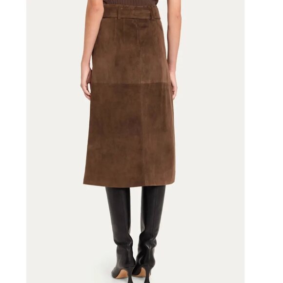 NWT Veronica Beard Alexie Belted Suede A-Line Skirt Mocha Camel Brown Quiet Lux - Picture 9 of 11